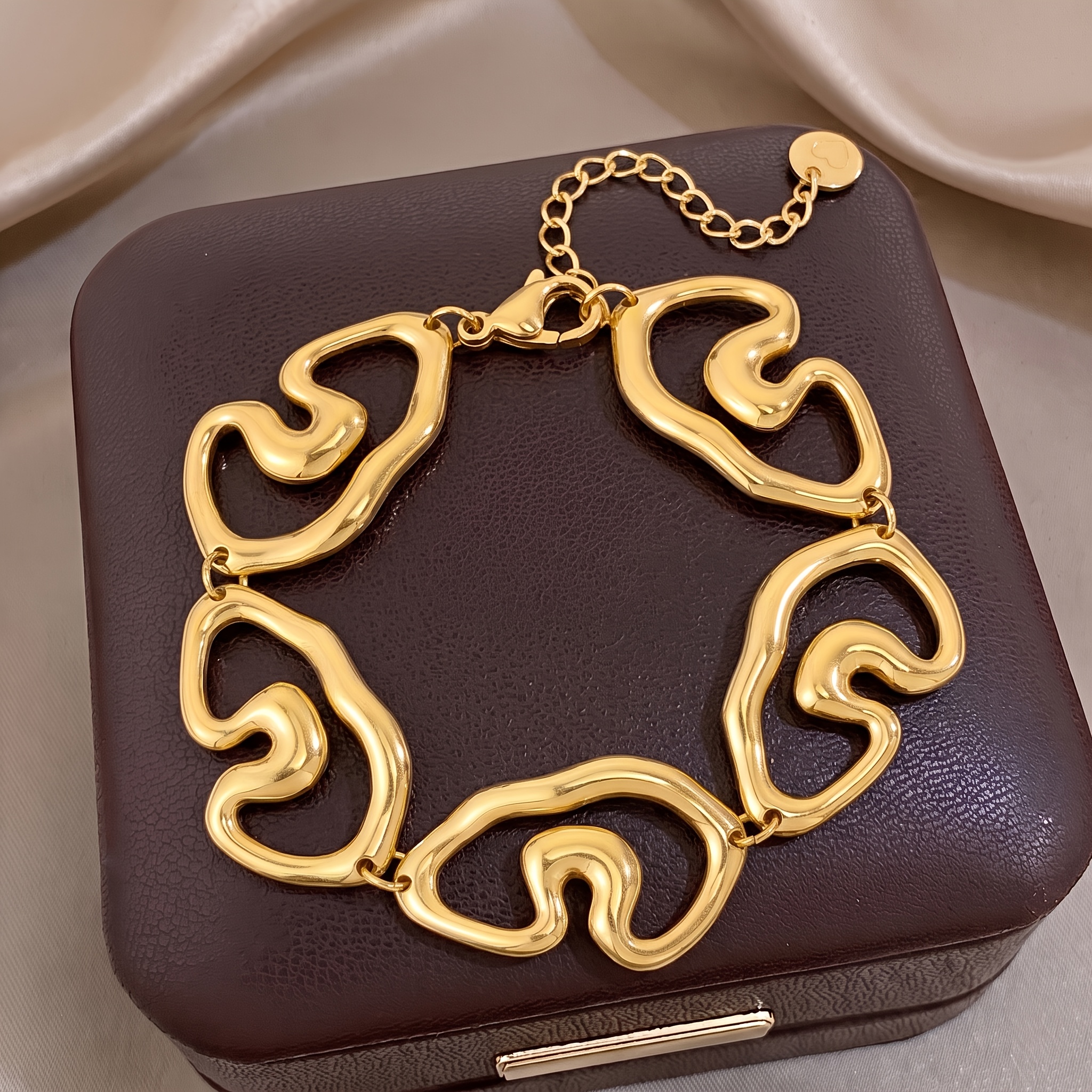 2pcs Unisex 18K Golden-Plated Exquisite Bracelet Set, Youthful Style